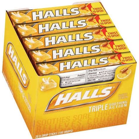 Halls Cough Drops Honey Lemon 20 Ct Walmart