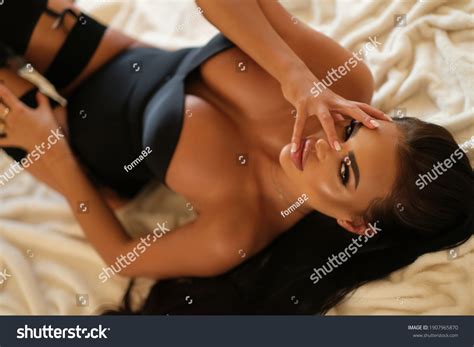 Beautiful Sexy Brunette Lying On Blanket Stock Photo 1907965870 Shutterstock