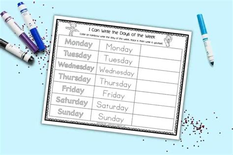 Free Printable Days Of The Week Tracing Worksheet The Artisan Life