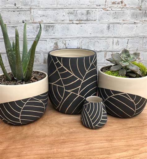 Large Ceramic Planters Pottery Planters Clay Planter Painted Plant