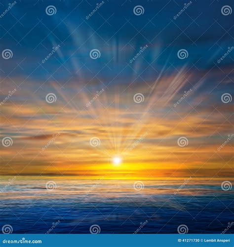 Abstract Background With Clouds And Sea Sunrise Stock Vector