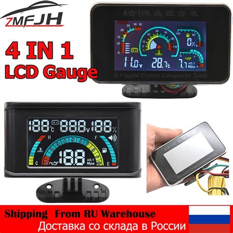 4 In 1 LCD Car Digital Gauge Voltmeter Oil Pressure Water Temp Meter 1