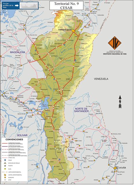 Mapa De Cesar Con Municipios Departamento De Colombia Para Descargar