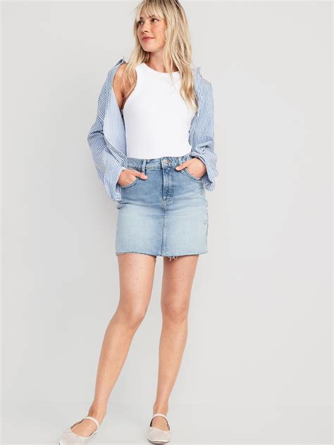 High Waisted Og Straight Cut Off Mini Jean Skirt Old Navy