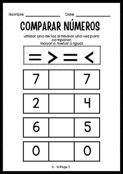 Comparar números Comparando los números in Spanish Worksheets activity