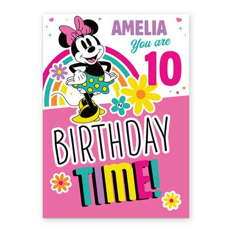 Personalised Disney Minnie Mouse Birthday Card Pink Hallmark Uk