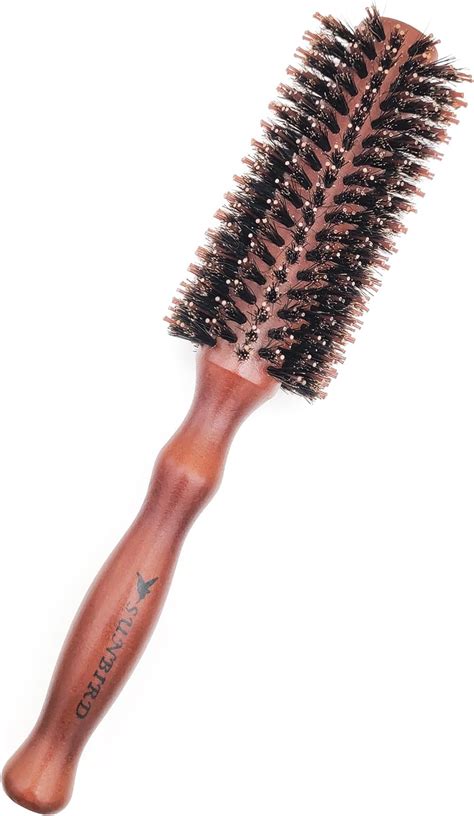 Vista Round Hair Brush Boar Bristle Wooden Hair Brush For Women Blow Drying Handle