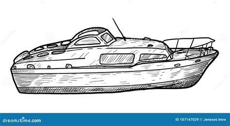 Motorboot Geschwindigkeit Illustration Zeichnung Stich Tinte