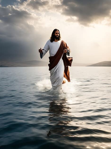 J Sus Christ Marchant Sur L Eau Sur La Mer De Galil E Ai G N Ratif