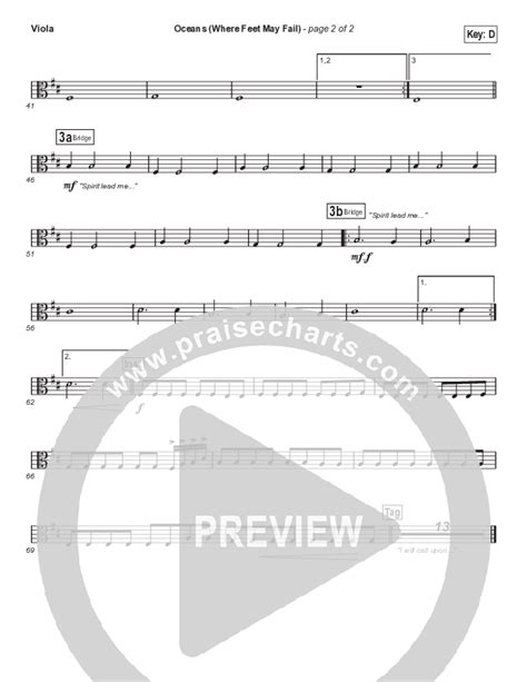 Oceans Where Feet May Fail Worship Choir SAB Viola Sheet Music PDF