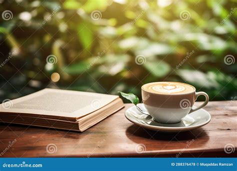 Close Up Of Coffee Cup And Book On Wooden Table Stock Illustration Illustration Of Coffee