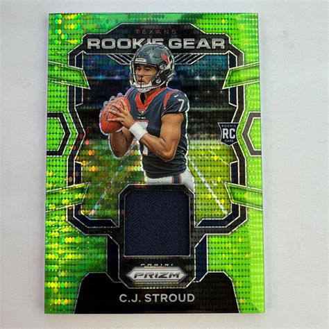 Panini Prizm C J Stroud Rc Rookie Gear Patch Neon Green Pulsar