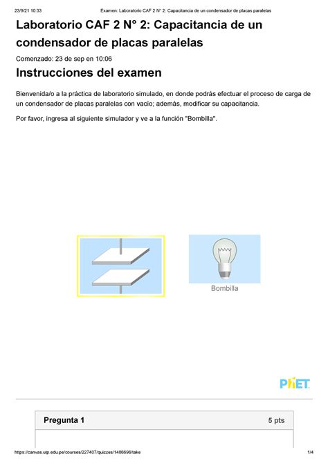 LAB 2 Capacitancia De Un Condensador De Placas Paralelas Studocu