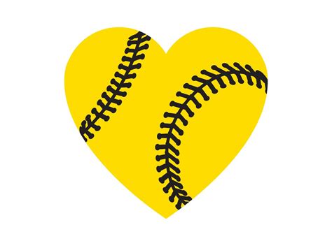 Softball Heart Svg Softball Clipart Love Softball Svg Etsy