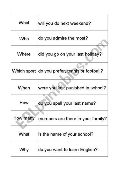 Wh Question Word Matching Esl Worksheet By Prachitulshan