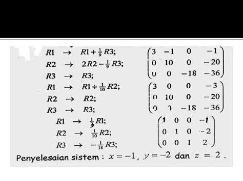 aljabar linear pertemuan  penyelesaian persamaan linear metode