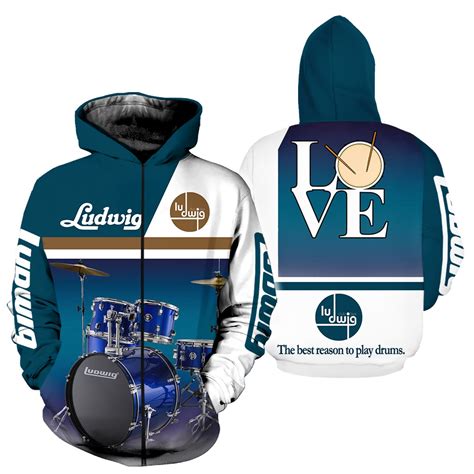 Blue Ludwig Drums All Over Printed Clothes Ja0171 Zipped Hoodie