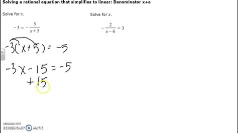 Solving A Rational Equation That Simplifies To Linear Denominator X A