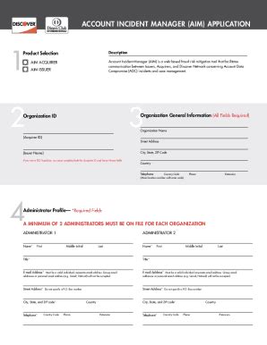 Fillable Online Account Incident Manager AIM Application Form To