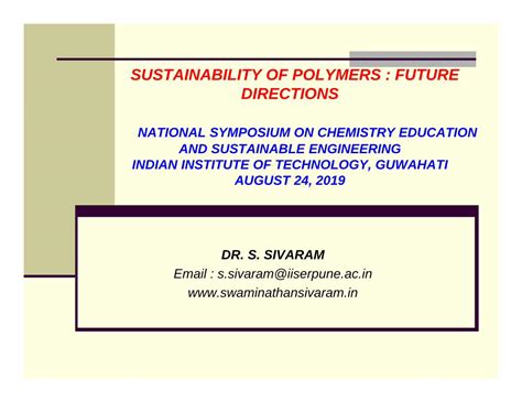 Pdf Sustainability Of Polymers Future Directions Dokumen Tips