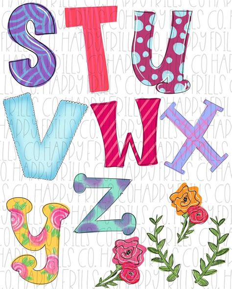 Whimsical Doodle Alphabet Alpha Second Pack Including Extras For Designing And Sublimation