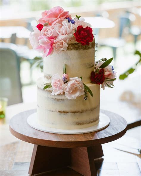 Semi Naked Floral One Tier Wedding Cake Baked By Joey