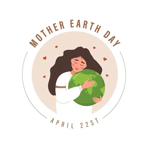 Premium Vector Mother Earth Day Cute Woman Hugs Planet With Love