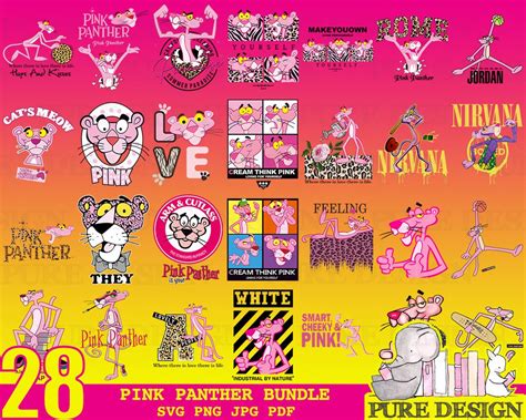 28 Designs Pink Panther Svg Cut File Bundle Pink Panther Etsy