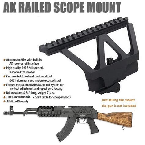 WIPSON Quick Detach QD AK Gun Side Rail Scope Mount With Picatinny Side