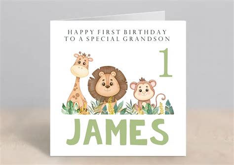 GRANDSON 1st Birthday Card Personalised Grandson 1st First Etsy UK