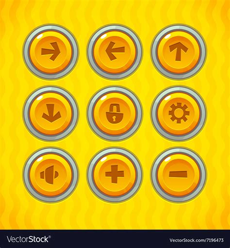 Game buttons with icons Royalty Free Vector Image