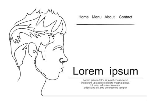 Premium Vector Continuous One Line Drawing Of Man Portrait Hairstyle