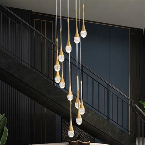 Glass Ball Led Chandelier Staircase Pendant Light W Creative