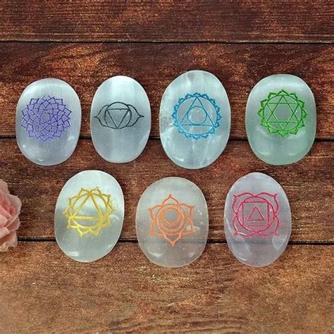 Selenite 7 Chakra Symbol Engraved Set For Reiki Healing At Rs 760 Piece