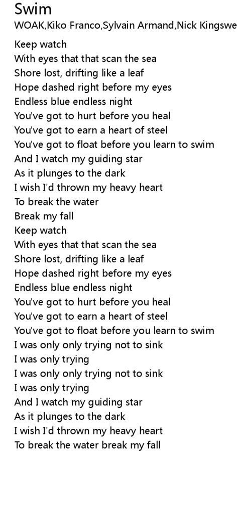 Swim Lyrics Follow Lyrics