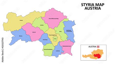 Styria Map. District map of Styria detailed map of Styria in color with ...