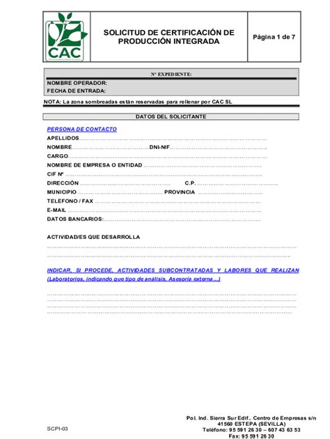 Fillable Online SCPI 03 Solicitud De Certificacion De Produccion