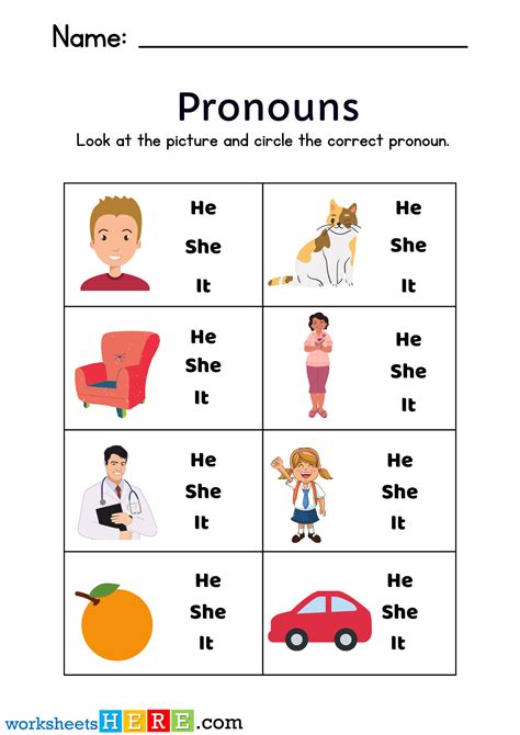 Pronouns Worksheets Find Correct Personal Pronouns He She It Pdf