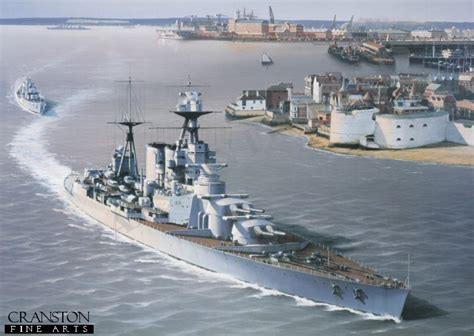 Hms Hood And Hms Express Departing From Portsmouth 1935 By Ivan