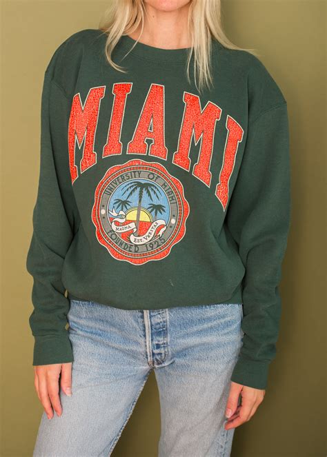 Vintage 90s University Of Miami Crewneck Sweatshirt Electric West