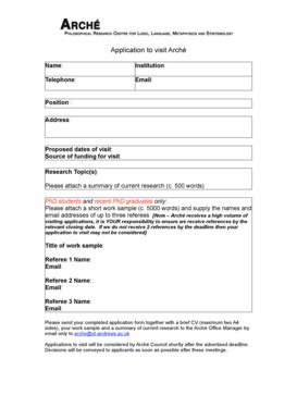 Fillable Online St Andrews Ac Arche Visit Application Form 1