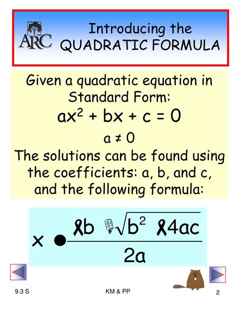 Ppt Understanding The Quadratic Formula For Solving Equations