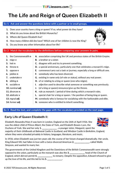 Biography Of Queen Elizabeth Ii Tefl Lessons Free