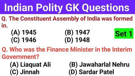 Polity GK Questions Answers In English Indian Polity GK Questions