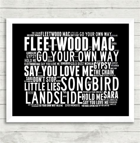 Fleetwood Mac Art Print Typography Music Song Title Poster Stevie Nicks