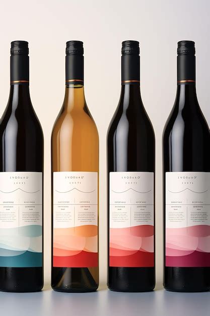 Una Fila De Botellas De Vino Con Diferentes Colores Foto Premium