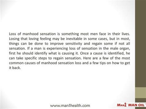 PPT - Loss of Sensation in the Male Organ: Medical and Non-medical