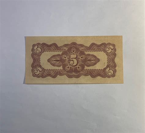 Aunc Malaya 1942 Wwii Japanese Occupation 5 Cents Banknote Hobbies