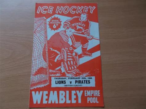 Wembley Lions V Brighton Tigers Ice Hockey Programme 25 2 1960 1651