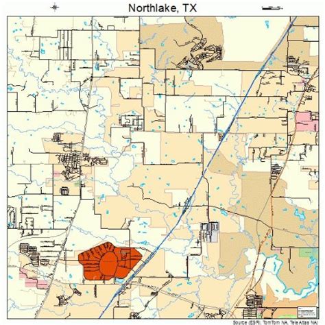 Large Street And Road Map Of Northlake Texas Tx Printed Poster Size